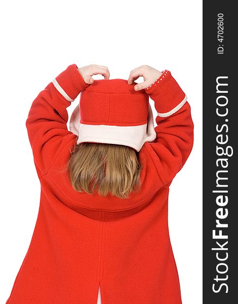 Back of the child in red