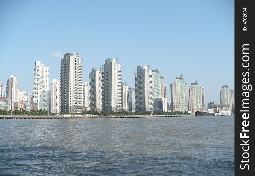 Asia Asian china, Chinese contrast country culture Pudong Shanghai skyline skyscrapers