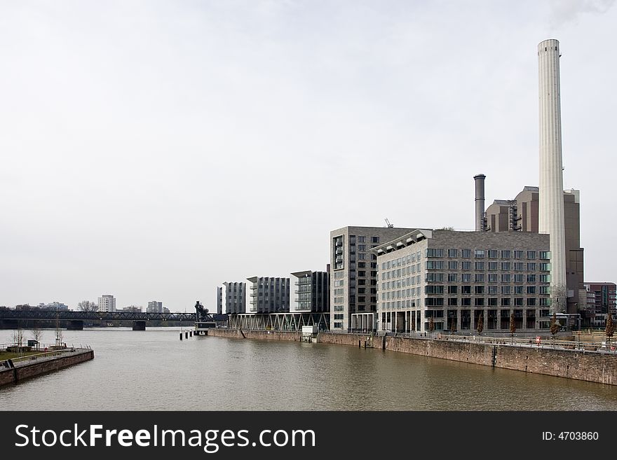 Power plant near the river Main in Frankfurt, Germany