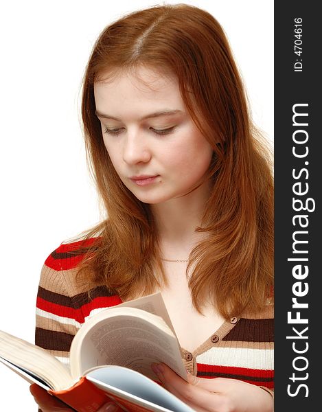 Student Girl Reading A Book