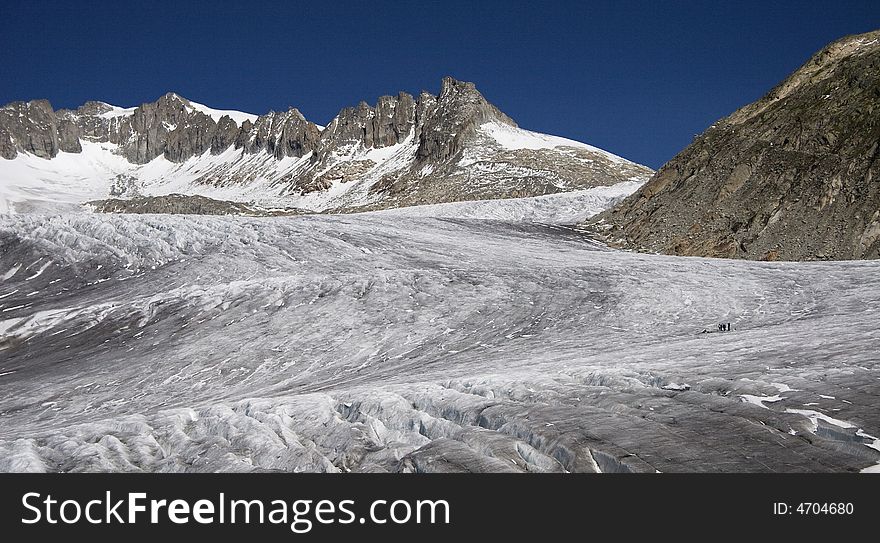 Thawing of Rhone Glacier, Rhonegletscher, Switzerland.