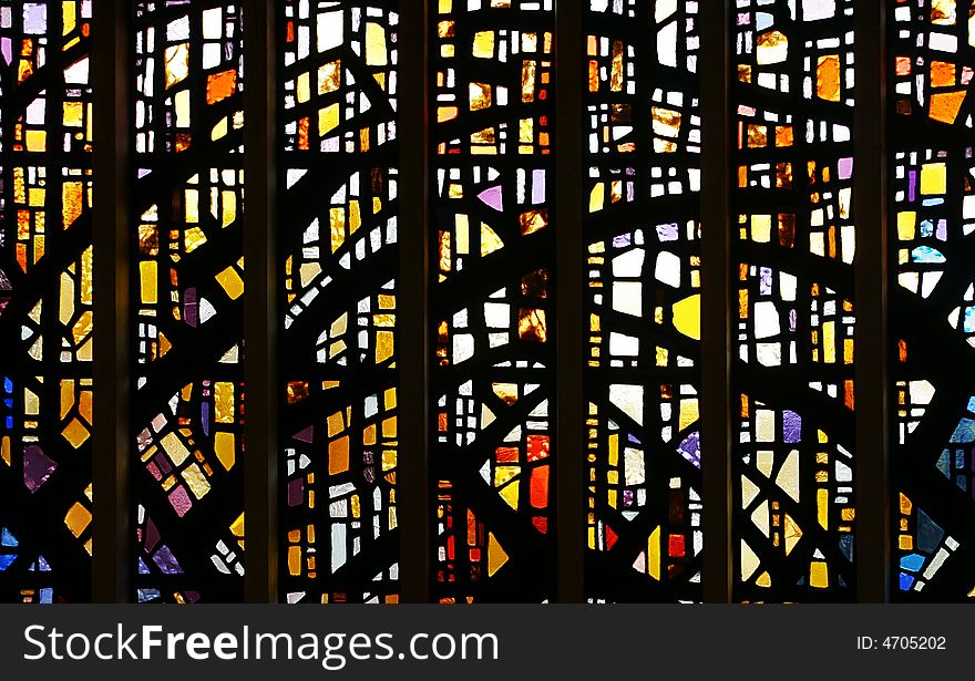 A stained glass window in an English church