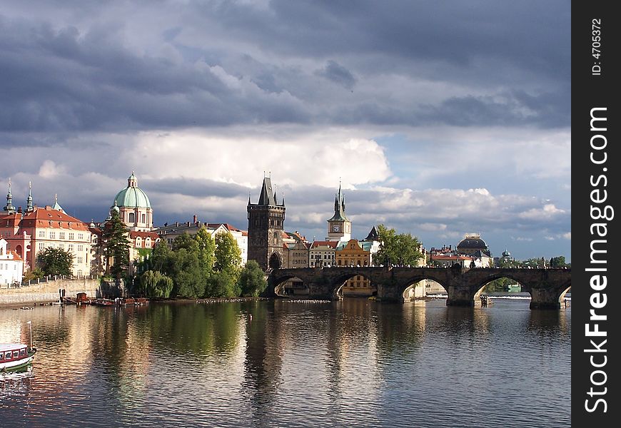 Karl's Bridge Prague Czech europe ancient sky