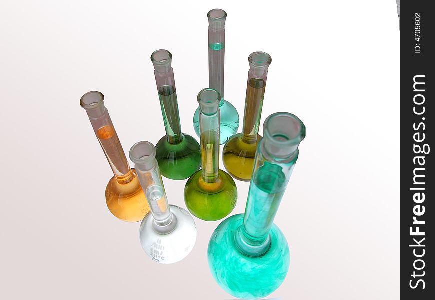 Several colored flasks in biochemistry labolatory