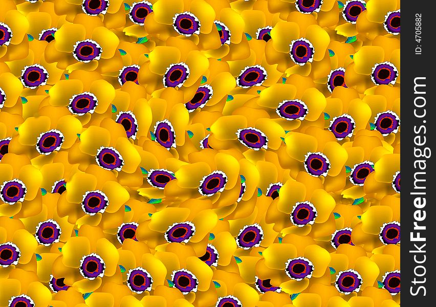 A Composition filled with yellow Poppy flowers. A Composition filled with yellow Poppy flowers