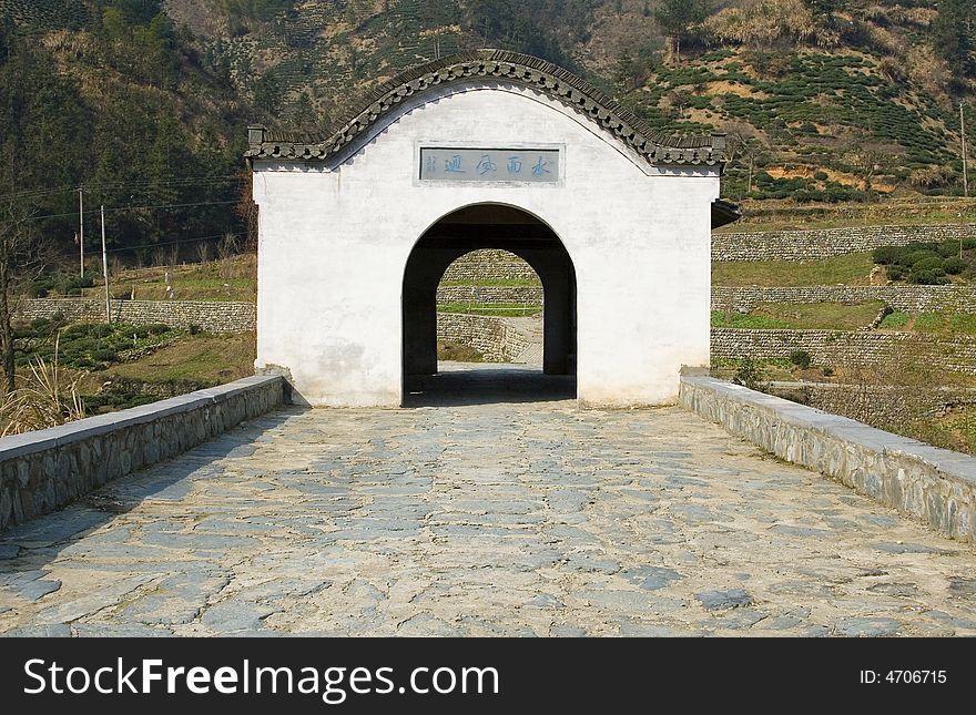 A beautiful old stone bridge in rural China. A beautiful old stone bridge in rural China