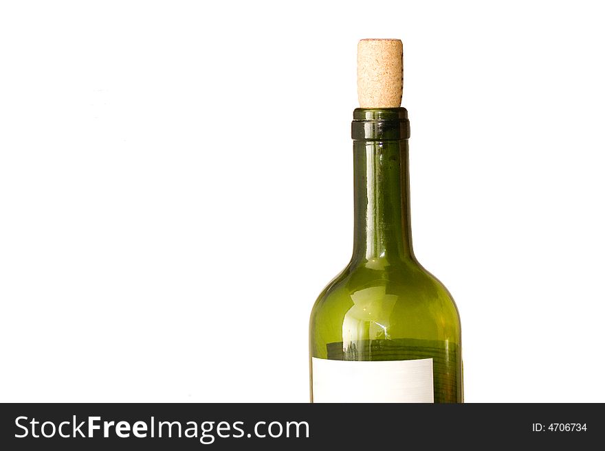 Detail of an isolated bottle of wine over a white background. Detail of an isolated bottle of wine over a white background.