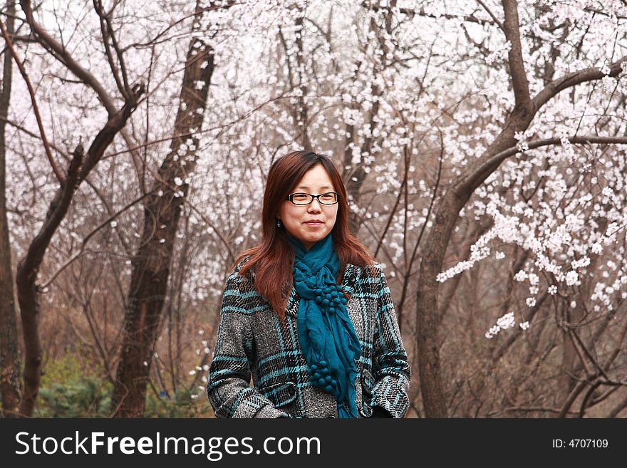 A chinese girl by the lake