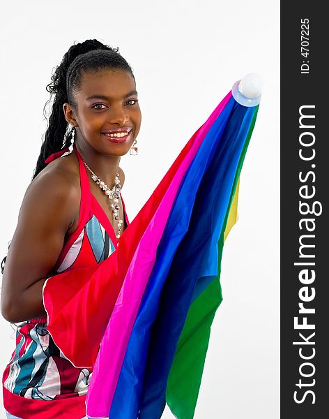 African girl with a colorful umbrella