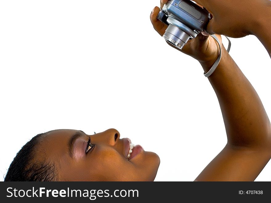 African Girl With A Snmall Camera
