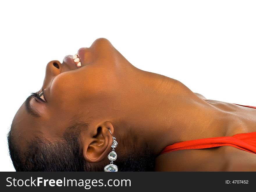 Young Lady Smiling And Looking Up