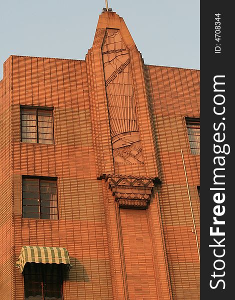 The historic building in Shanghai, China, during sunset