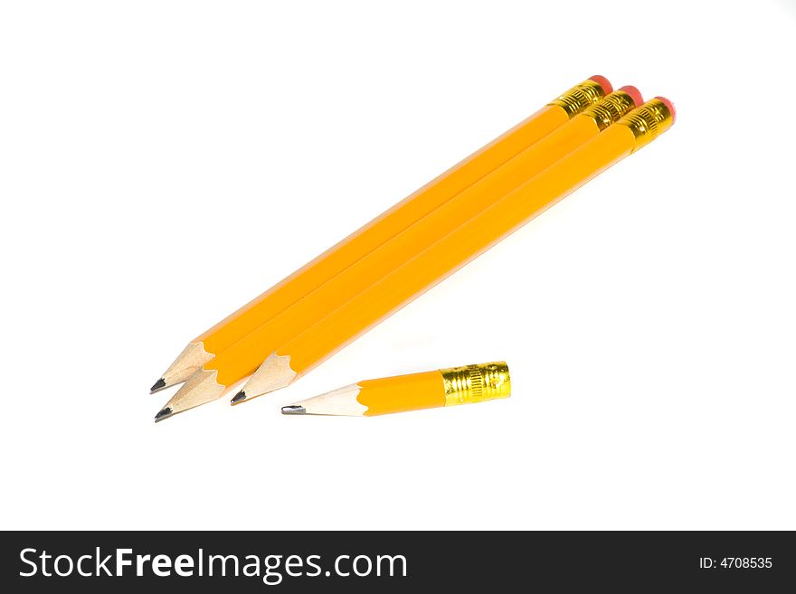 Four pencils isolated on white background