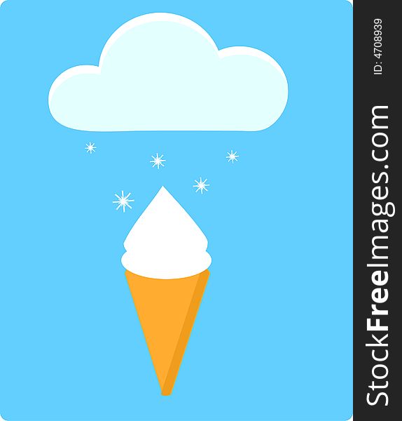 Vector illustration - ice cream and cloud