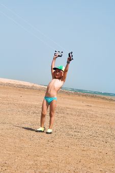 The Little Boy And Kite Stock Photo