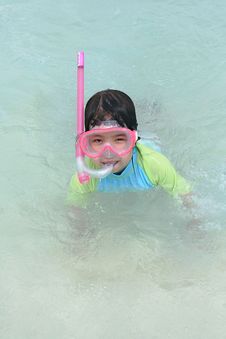 Girl Plays In Ocean Royalty Free Stock Image