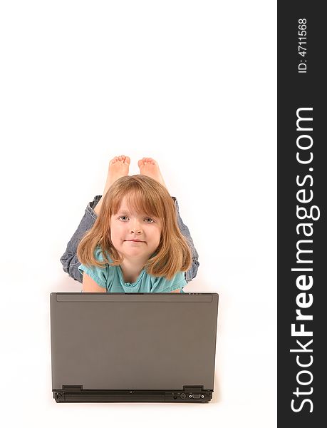 Young girl using a laptop