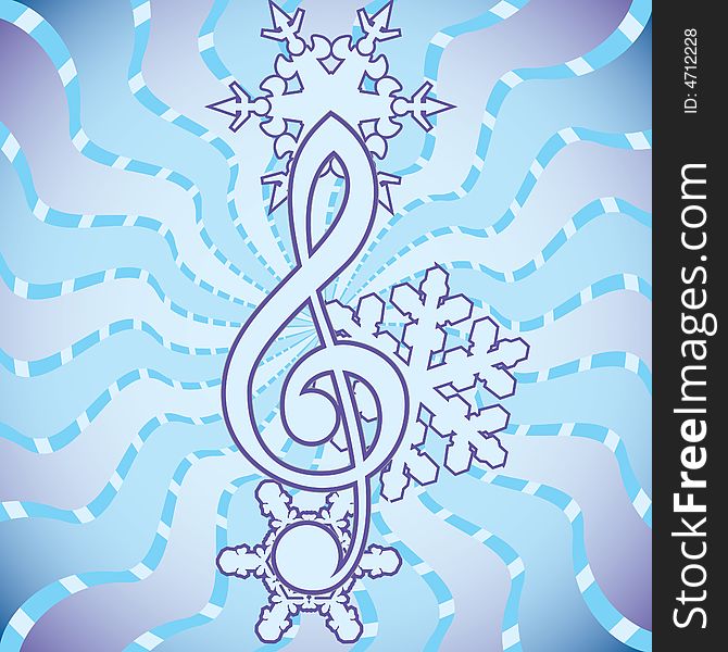 Shiny design treble clef with background