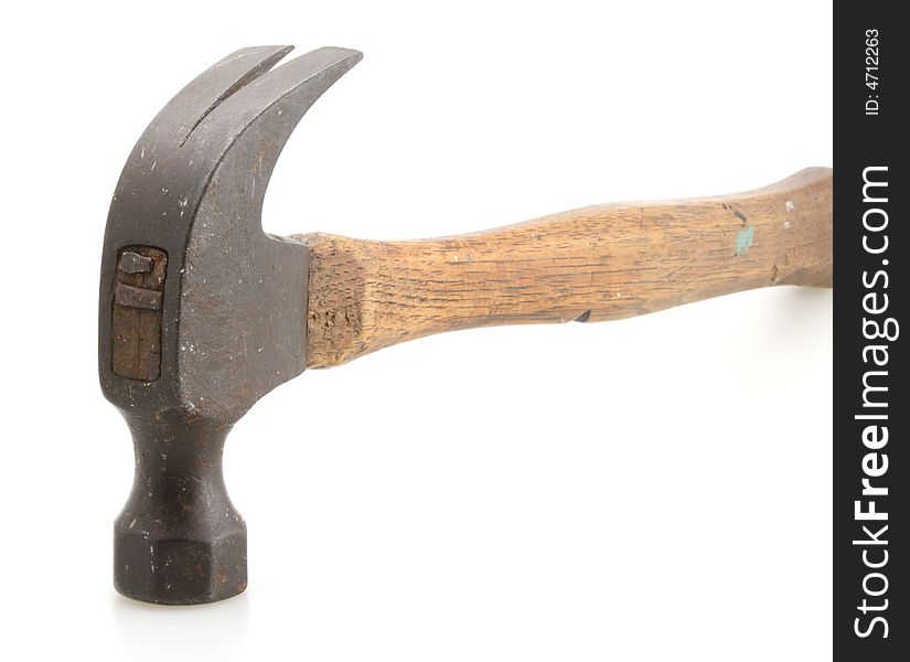 Old hammer vintage wooden handle for home construction. Old hammer vintage wooden handle for home construction