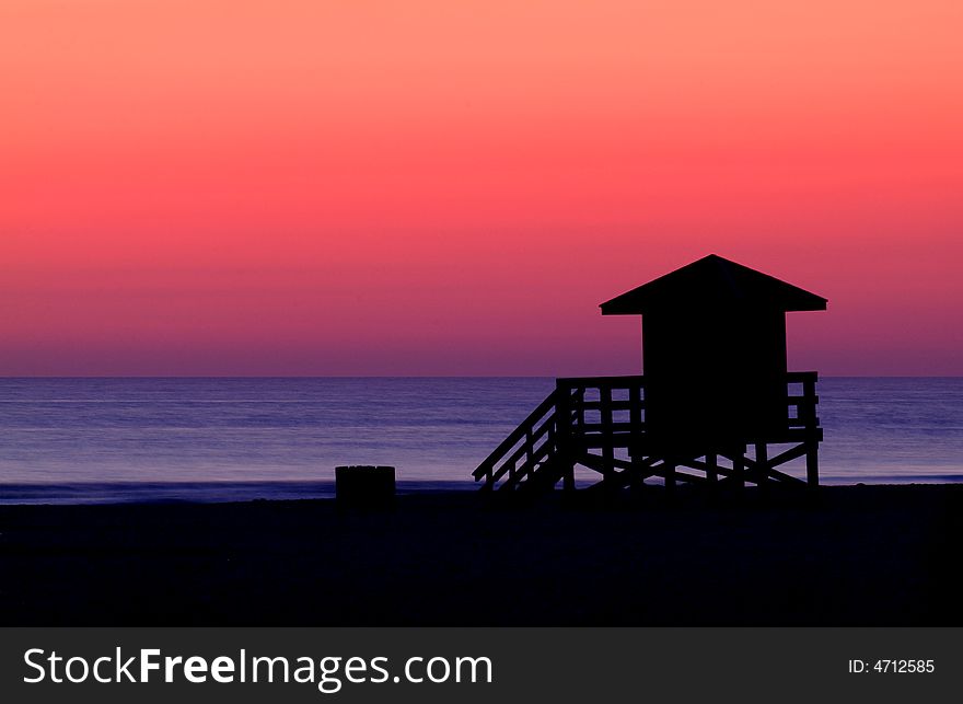 Lifeguard Shack At Sunset