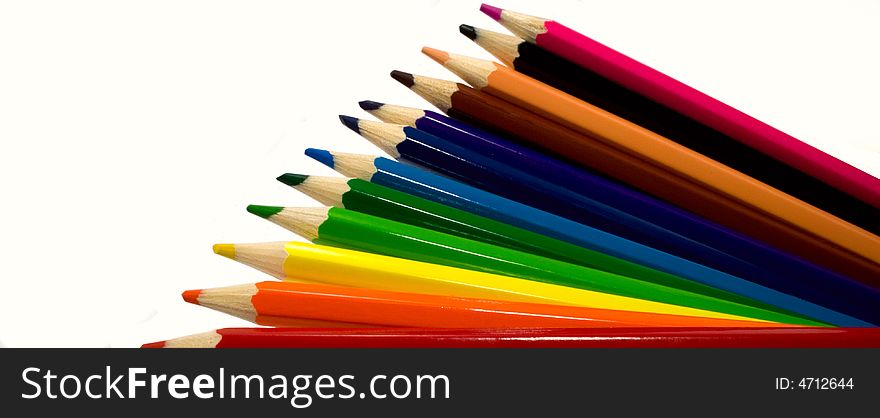 A bunch of bright color pencils looking like a rainbow