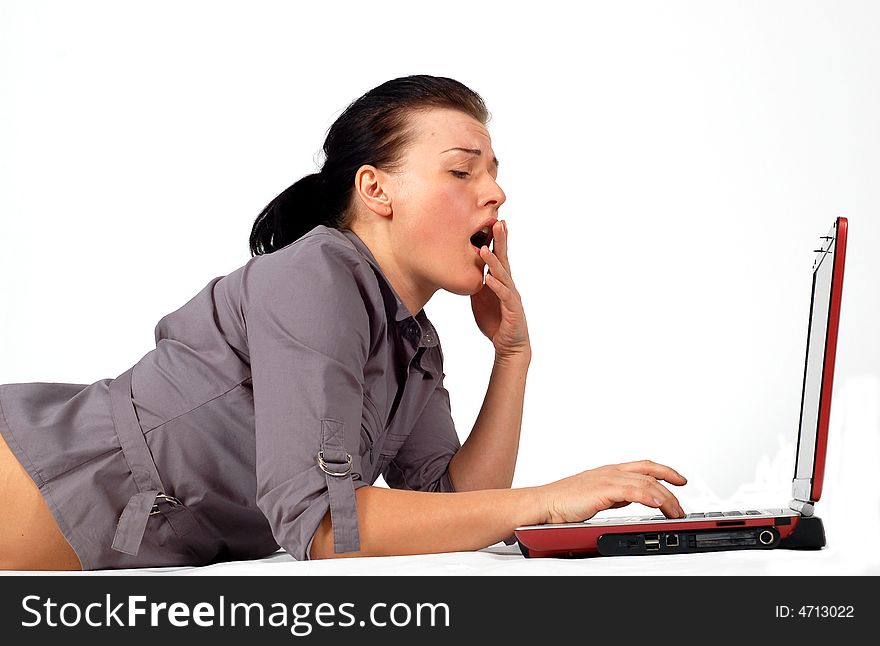 Woman working on laptop