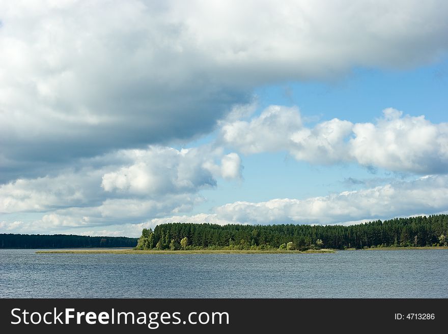 Clouds over lake