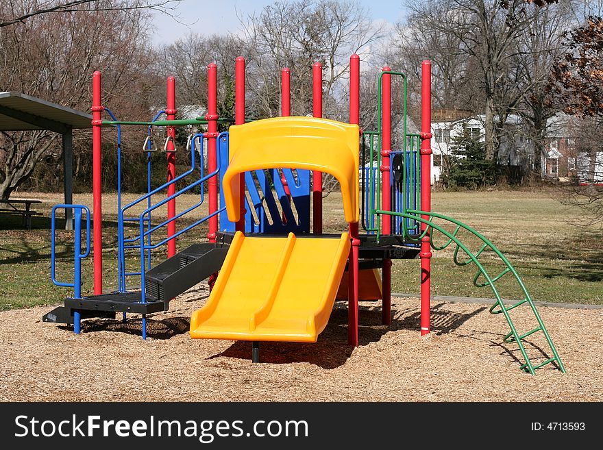 Playground in a park in sunny day