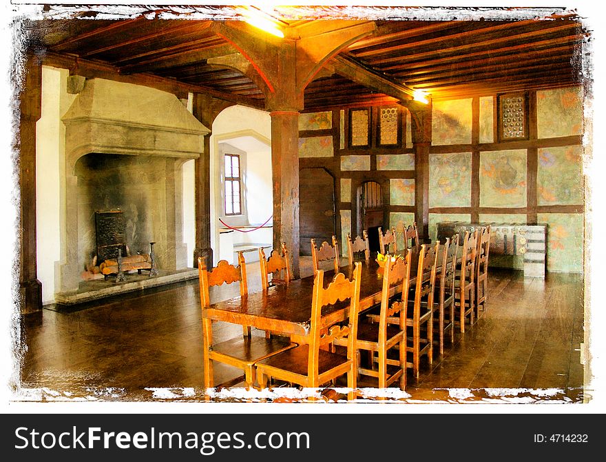Interior of dinning-room in medieval german castle. Interior of dinning-room in medieval german castle