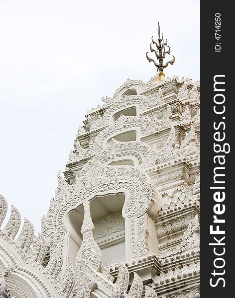 Buddhist temple decorations made of white stone