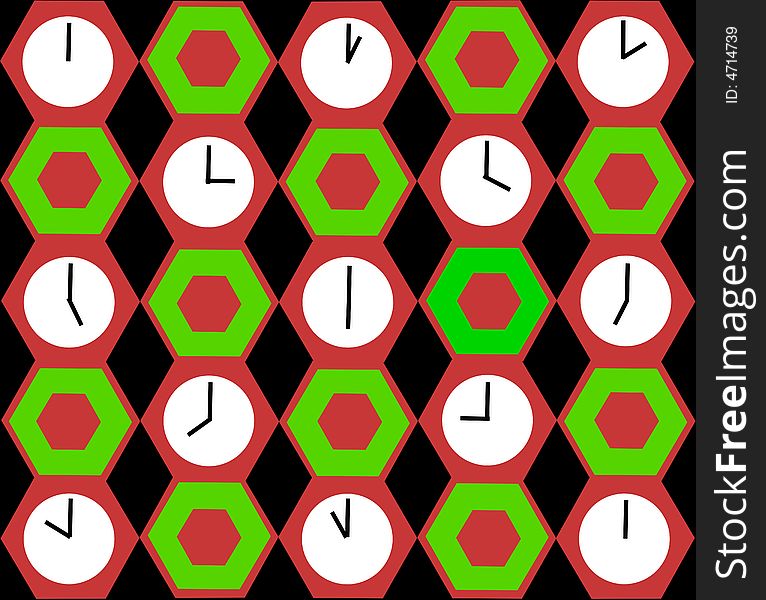 Background with rhombus and clocks. Background with rhombus and clocks