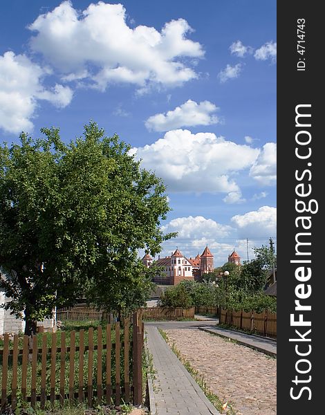 View to Castle from Mir village, Belarus