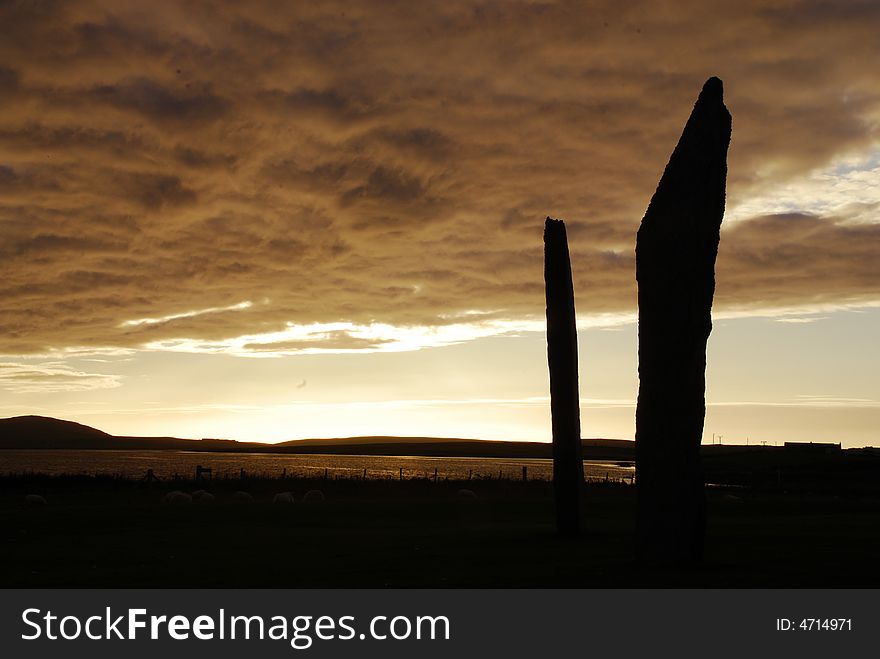 Cloudy Sunset at stenness; Orkney. Cloudy Sunset at stenness; Orkney