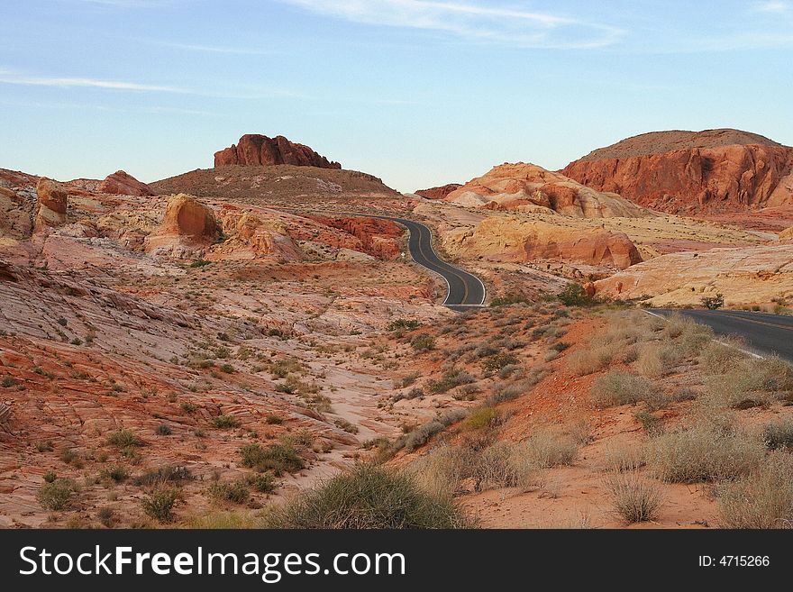 View of road through valley of fire, nevada