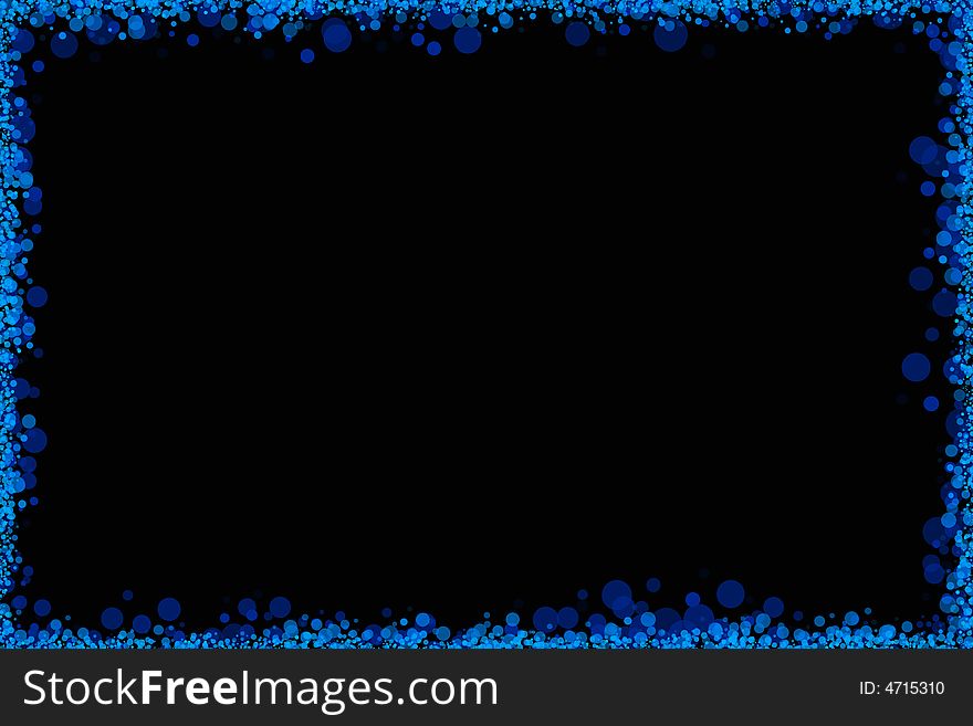 A set of blue dots forming a frame with black background. A set of blue dots forming a frame with black background