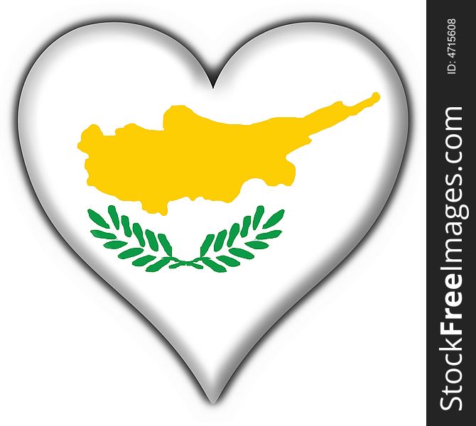 Cyprus Button Flag Heart Shape