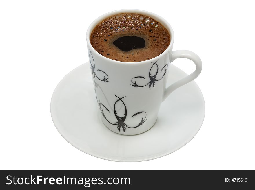 Beautiful cup from coffee on a white background