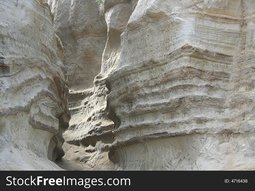 Close up of striated rocks on cliffs at the beach. Close up of striated rocks on cliffs at the beach.