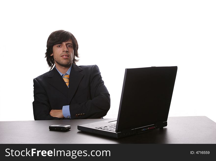 Young Business Man Working On Laptop