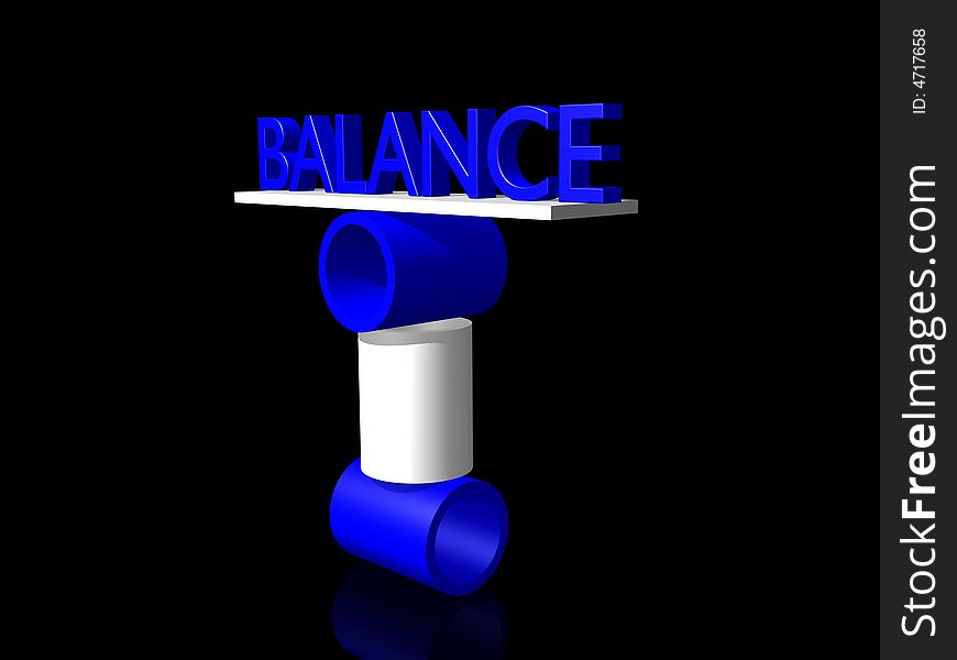 Balancing word on black background