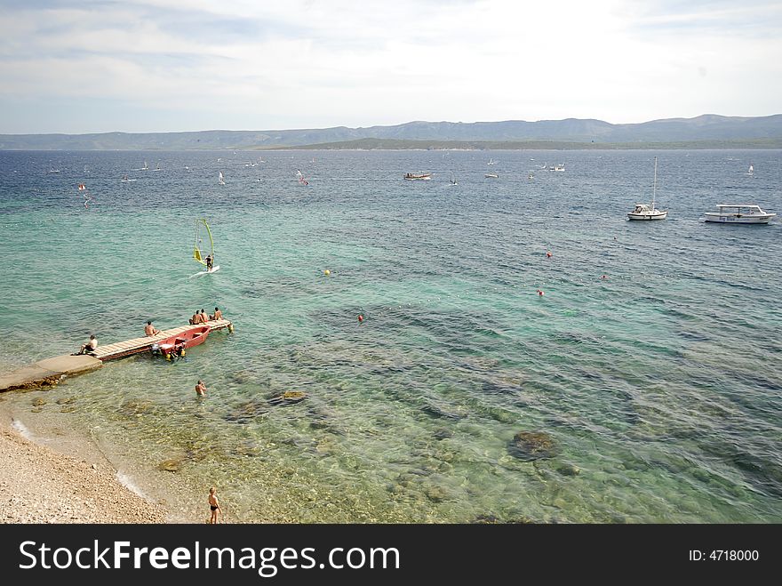 Relaxing on the tropical sea water on the vacation. Relaxing on the tropical sea water on the vacation