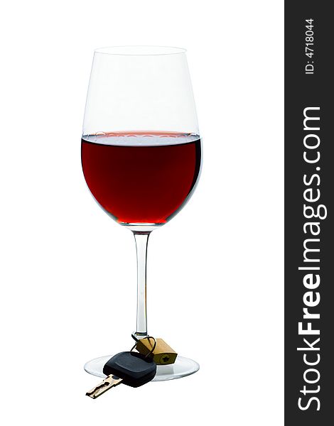 Concept photo to drink wisely, using a glass of wine and keys. Concept photo to drink wisely, using a glass of wine and keys.