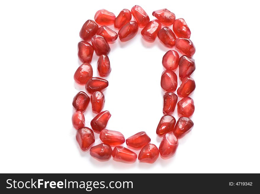 Red isolated pomegrsnate alphabet o for schools