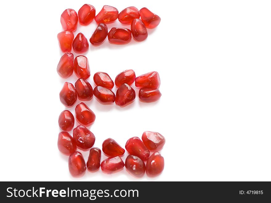 Red pomegranate alphabet letter for education