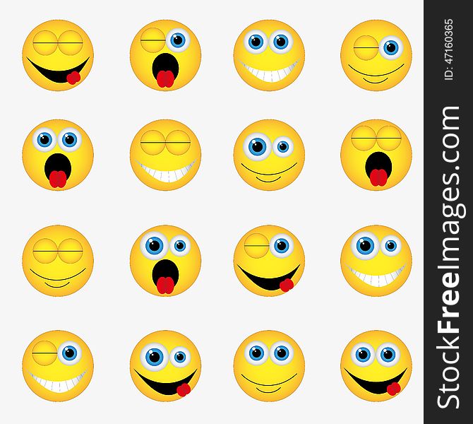 Vector illustration depicting various emotions and smiles. Vector illustration depicting various emotions and smiles