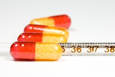 Medication And Thermometer Stock Photography Medication And Thermometer Stock Photography
