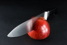Perfect Cut - Apple And Knife Royalty Free Stock Images