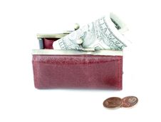 Money In A Red Purse Stock Images