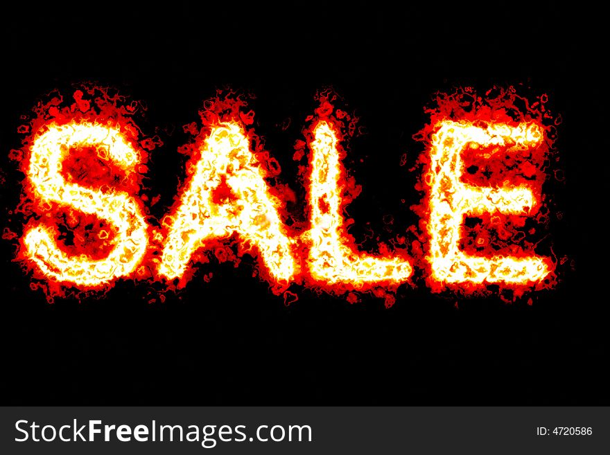 SALE banner with flame burning. SALE banner with flame burning