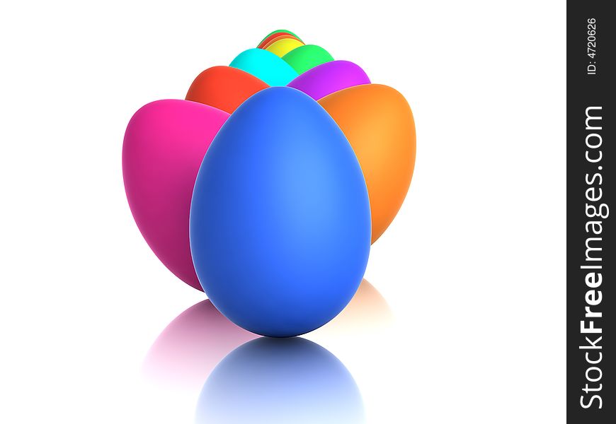 Color eggs on white background